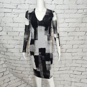 Fuzzi Black And Gray Mesh Dress